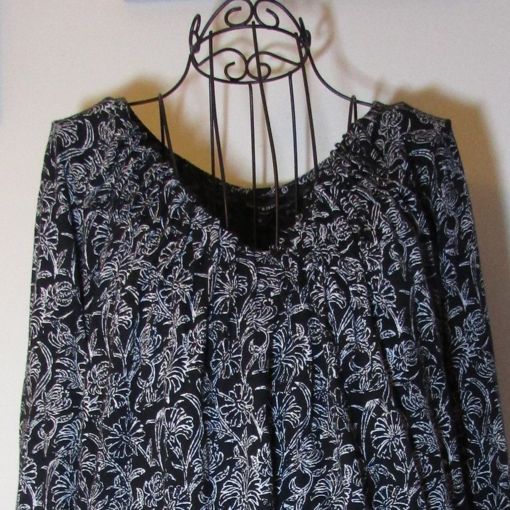 Lucky Brand Black Tunic Top Lightweight 3/4 Sleeve